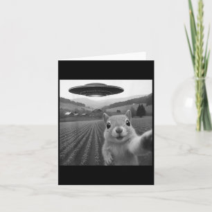 Squirrel Selfie With Alien Ufo Funny For Men Women Card