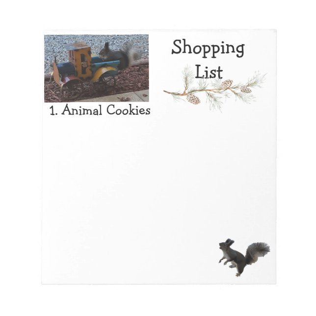 Squirrel Shopping List Notepad (Front)