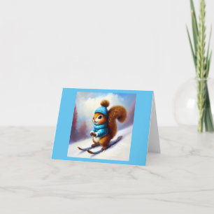 Squirrel Skiing Card