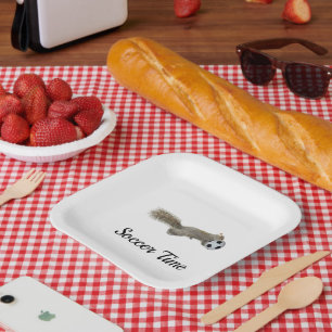 Squirrel Soccer Paper Plates