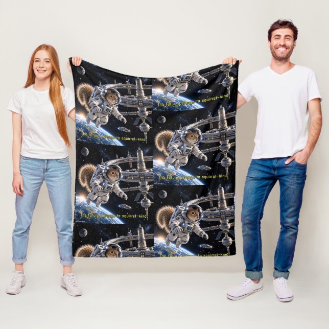 Squirrel Space Future Fleece Blanket (In Situ)