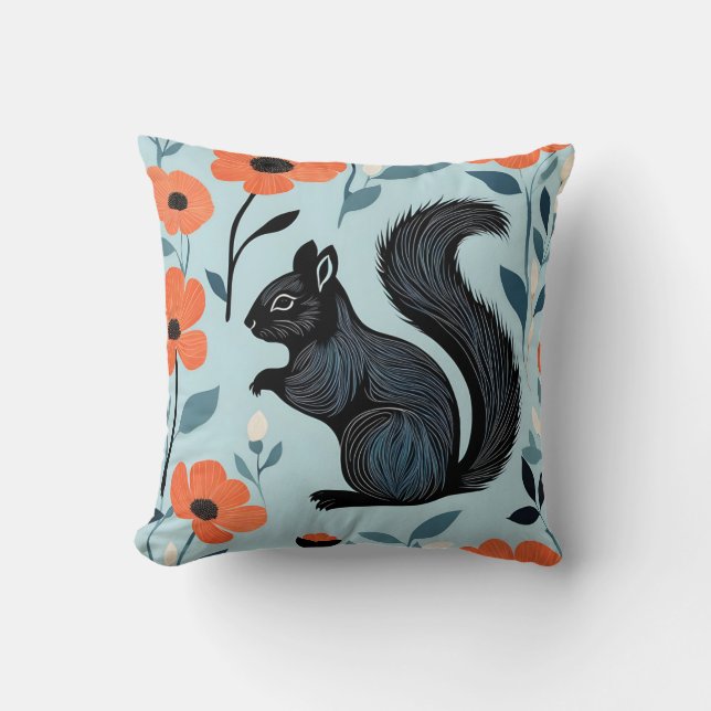 Squirrel Spring Flowers Art  Cushion (Front)