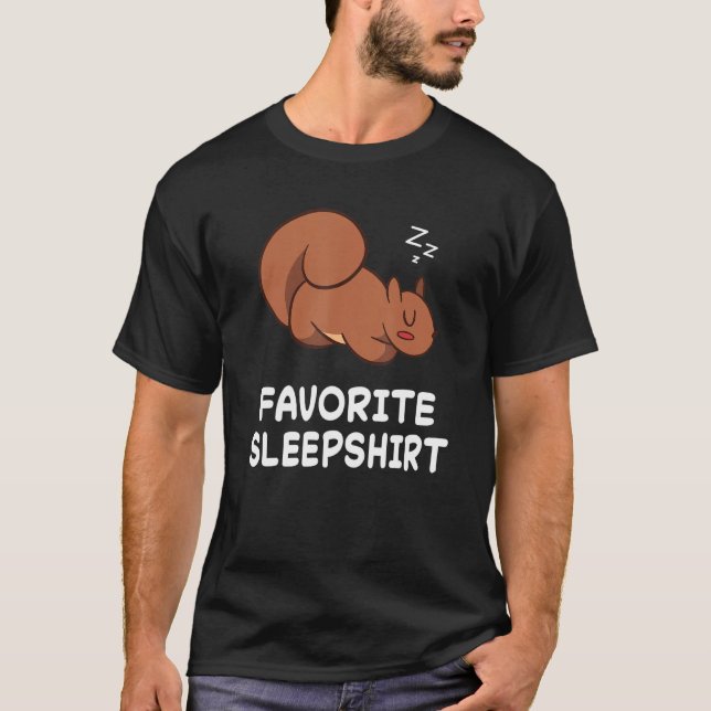 Squirrel Squirrels Nap Sleeping Sleep Pajama Night T-Shirt (Front)