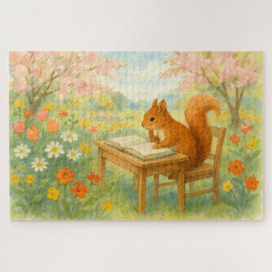 Squirrel Studies in Springtime Jigsaw Puzzle