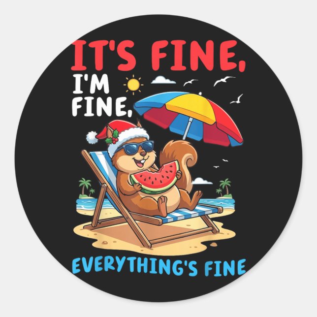 Squirrel Summer Christmas Fine Fine Everythings Classic Round Sticker (Front)
