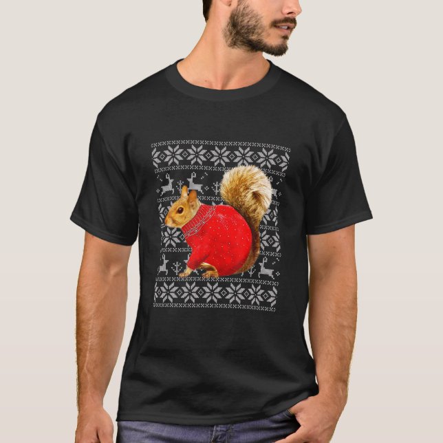 Squirrel Ugly Sweater Christmas Funny Squirrel Lov (Front)