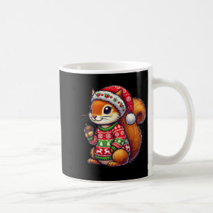 Squirrel Ugly Sweater Santa Hat Christmas Coffee Mug