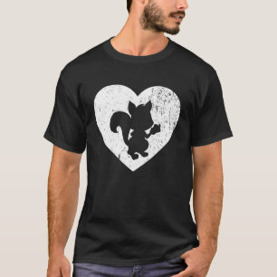 Squirrel Vintage White Heart Animal   Valentines D T-Shirt