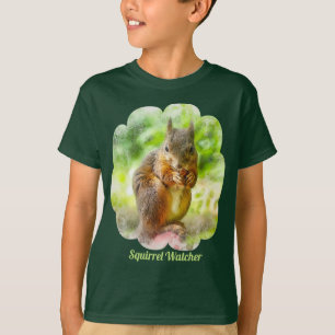 Squirrel Watcher Animal Painting Artwork Kids T-Shirt