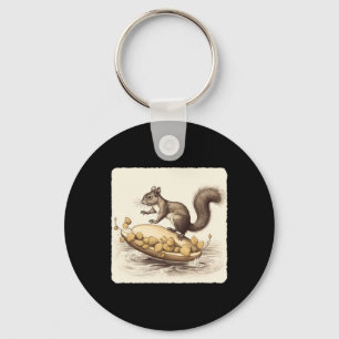 Squirrel Water Skiing On A Pair Of Acorns. Adventu Key Ring