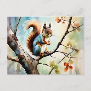 Squirrel Watercolor Nature Postcard