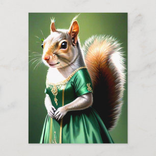 Squirrel Wearing Green Dress Postcard