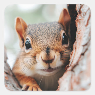 Squirrel Wild Animal Loving Portrait  Square Sticker