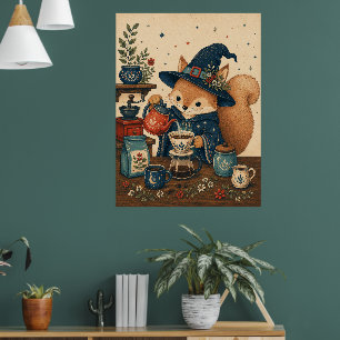 Squirrel Witch Coffee brewer Poster