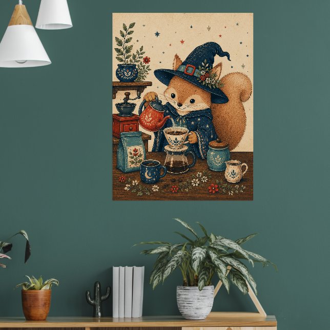 Squirrel Witch Coffee brewer Poster (Living Room 1)