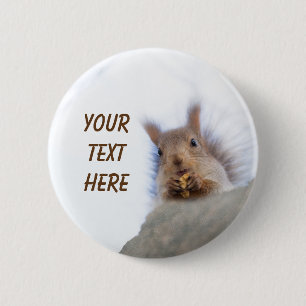 Squirrel with a walnut 6 cm round badge