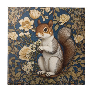 Squirrel With Acacia Flowers William Morris Tile