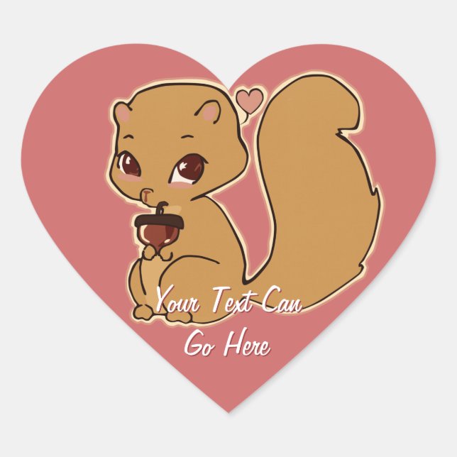 Squirrel with Acorn Heart Stickers (Front)