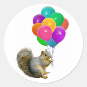 Squirrel with Balloons Stickers