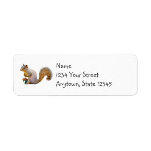 Squirrel with Coloured Acorn Return Address Labels