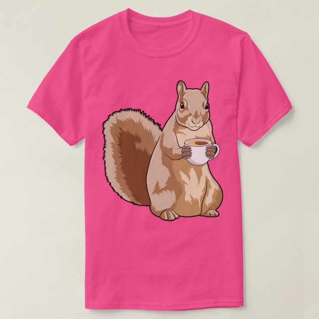 Squirrel with Cup of Coffee T-Shirt (Design Front)