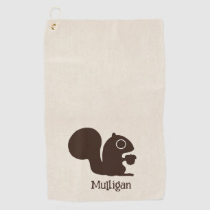 Squirrel with Custom Name Cute Woodland Critter Golf Towel