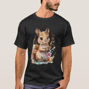 squirrel with flowers cute chipmunk squirrels anim T-Shirt