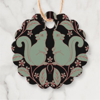 Squirrel with Flowers Festive Art Gift Tag