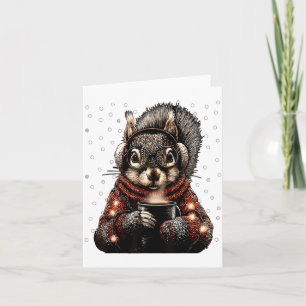Squirrel With Gles Christmas Lights Funny Coffee W Card