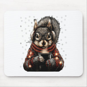 Squirrel With Gles Christmas Lights Funny Coffee W Mouse Pad