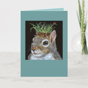 squirrel with grass clump card
