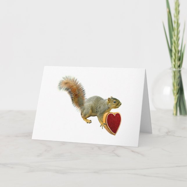 Squirrel with Heart Box Holiday Card (Front)