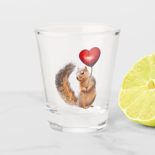 Squirrel with Heart Shot Glass (Front)