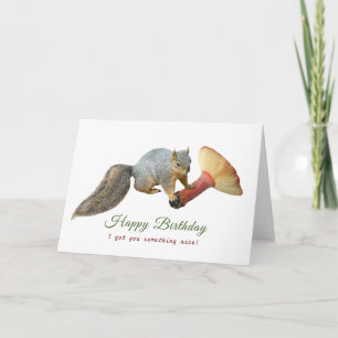 Squirrel with Mushroom Birthday Card