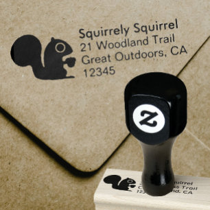 Squirrel with Nut Return Address Rubber Stamp