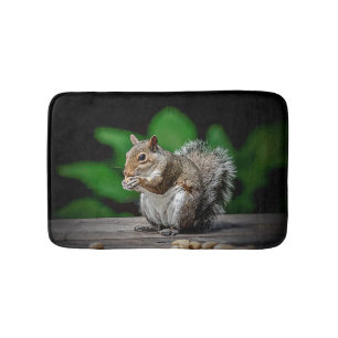 Squirrel with peanuts bath mat
