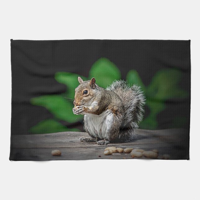 Squirrel with peanuts tea towel (Horizontal)