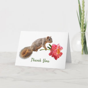 Squirrel with Peony Thank You Card