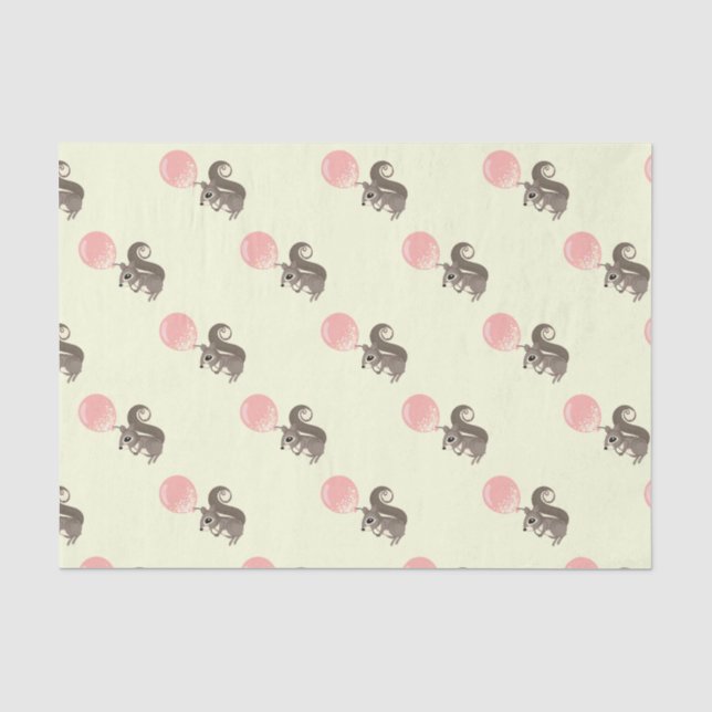 Squirrel with Pink Balloon Tissue Paper (Front)