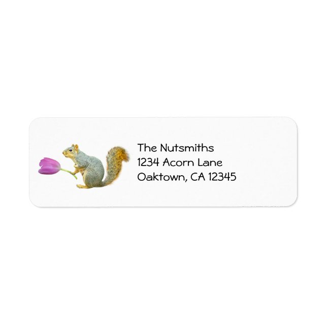 Squirrel with Pink Tulip Address Labels (Front)