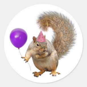 Squirrel with Purple Balloon Sticker
