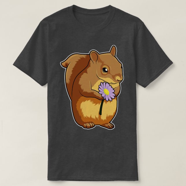 Squirrel with purple Flower T-Shirt (Design Front)