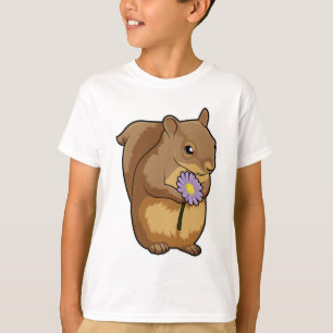 Squirrel with purple Flower T-Shirt