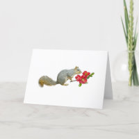 Squirrel with Quince Flowers