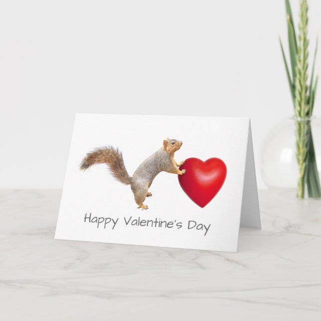 Squirrel with Red Heart Card (Front)