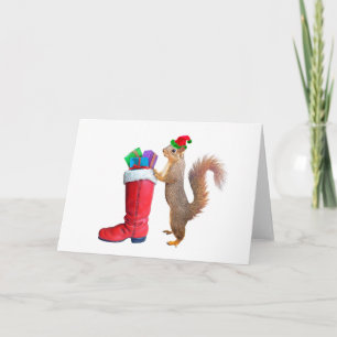 Squirrel with St. Nicholas' Boot Christmas Card