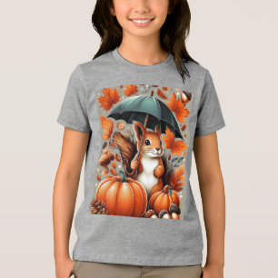 Squirrel with Umbrella Tri-Blend Shirt