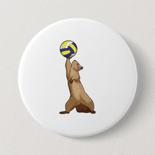 Squirrel with Volleyball 7.5 Cm Round Badge