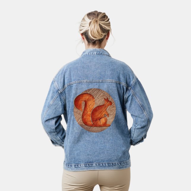 Squirrel - wood  denim jacket (Model)