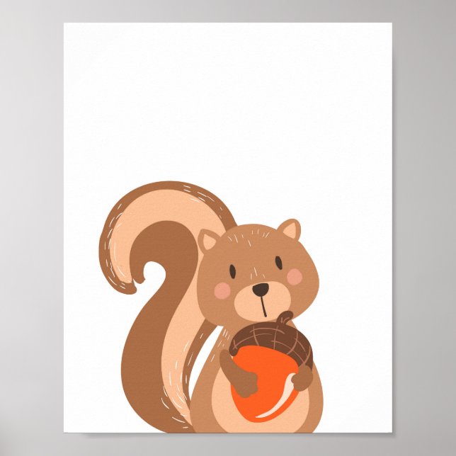 Squirrel Woodland Animal Nursery Wall Art Print (Front)